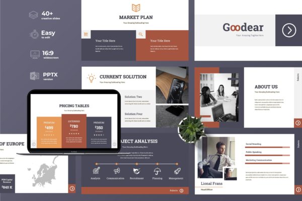高端大气企业商务主题PPT模板下载 Goodear – Business Powerpoint Presentation
