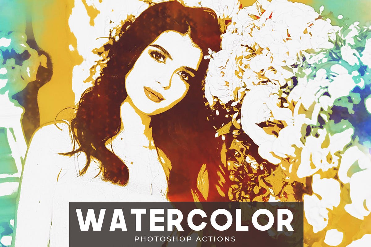 逼真的水彩艺术效果照片调色Photoshop动作 Watercolor Photoshop Actions插图