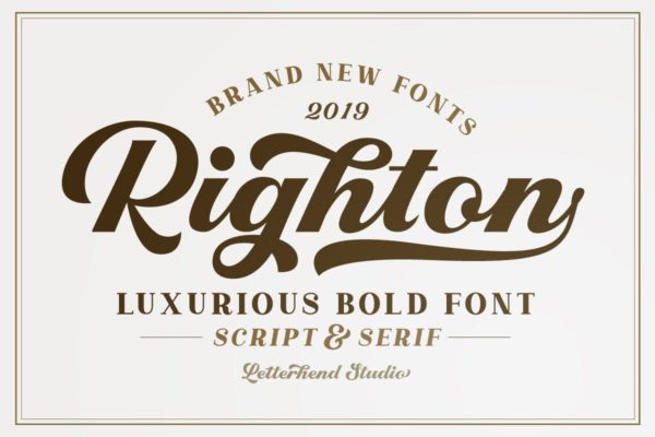 高端品牌设计手写风格/衬线二重奏字体素材库精选 Righton – Script &amp; Serif Font Duo