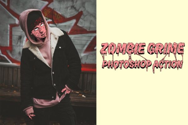 Grime Art艺术风格素材库精选PS动作 Zombie Grime Art Photoshop Action