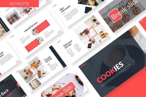 美食品牌宣传/餐饮培训公司适用的Keynote模板 Cookies – Business Keynote Template