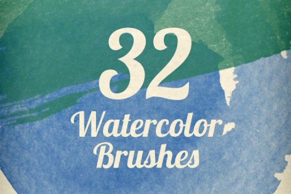 32个超高分辨率水彩笔触笔刷 Watercolor Strokes Brush Pack