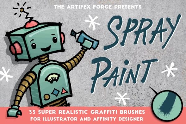 喷漆笔画AI笔刷刷 Spray Paint Brushes