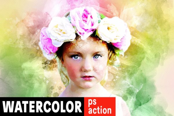 多彩水彩绘画艺术效果PS照片处理动作 Watercolor Artist Photoshop Action