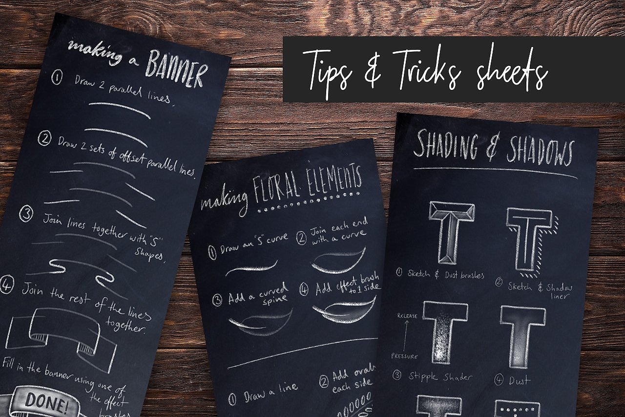 粉笔字体Procreate笔刷 Chalk Dust – Procreate Lettering Kit插图(3)