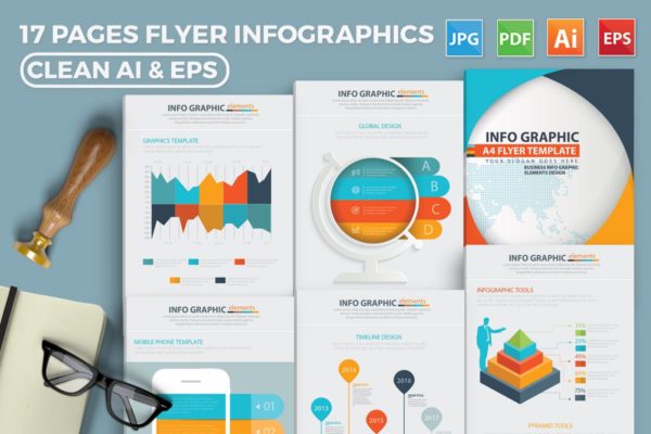 数据演示信息图标元素设计模板 17 Pages Info Graphic Elements Design