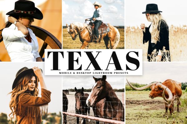 亮金色彩增强照片后期处理LR调色预设 Texas Mobile &amp; Desktop Lightroom Presets