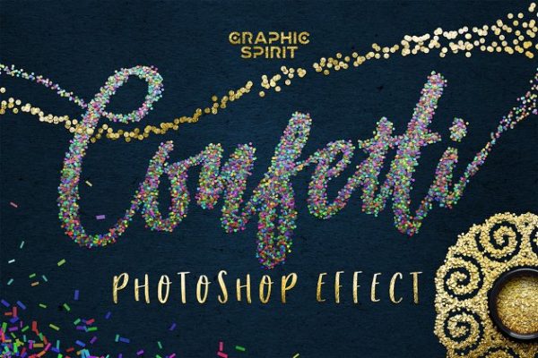 节日多彩纸屑PS动作合集 CONFETTI Effect for Photoshop