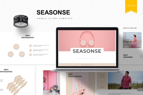 粉色系女性主题谷歌幻灯片设计模板 Seasone | Google Slides Template