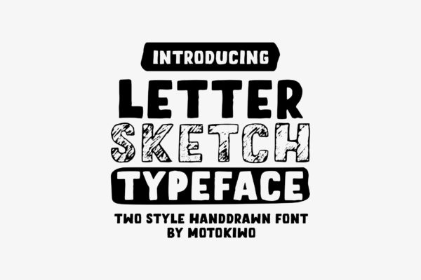 铅笔素描风格＆实心填充英文无衬线字体素材库精选 Letter Sketch Typeface