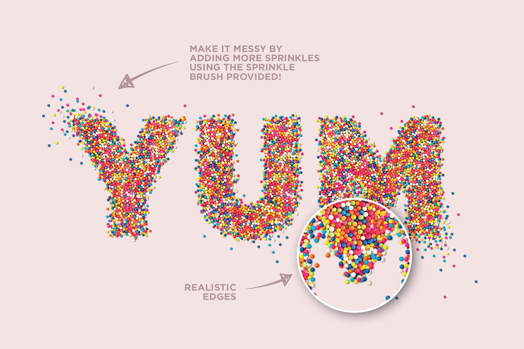 彩色糖果颗粒感字体特效PS动作 Sprinkle Photoshop Action插图(2)