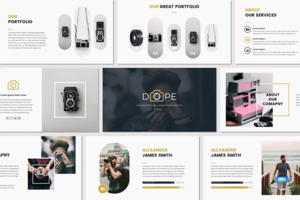 创意摄影团队介绍苹果Keynote幻灯片模板 DOPE – Keynote Template