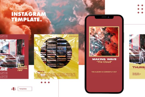Instagram社交平台塑料纹理背景贴图设计模板素材库精选v1 Instagram Template Vol.1