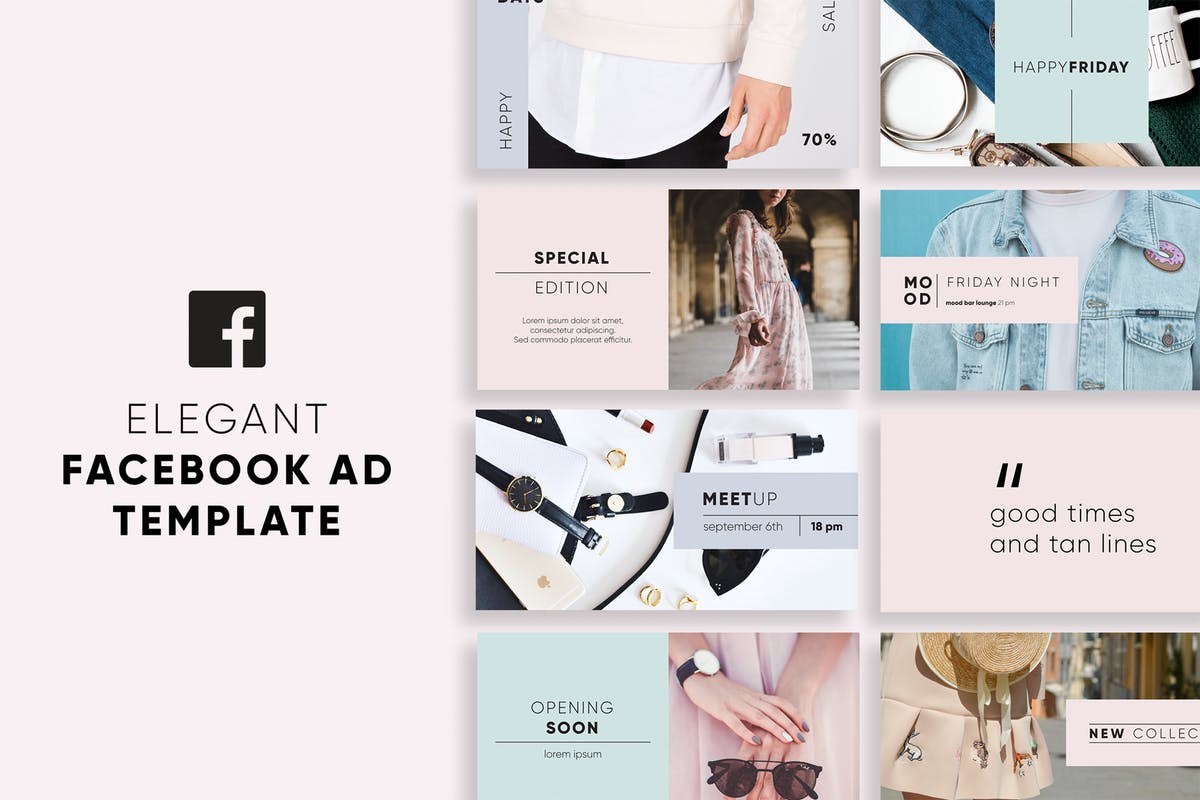 现代极简主义Facebook社交媒体广告模板素材库精选 Elegant Facebook Ad Templates插图