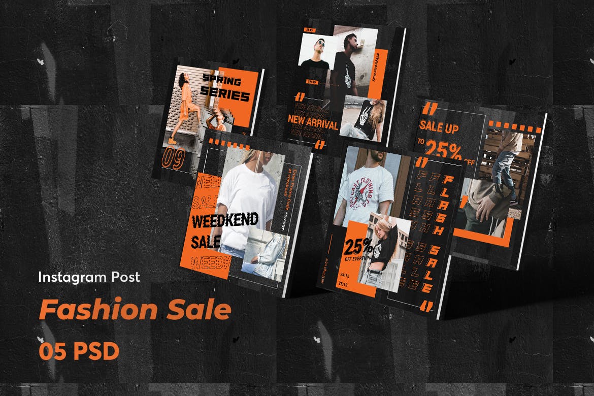 时尚促销活动主题Instagram社交贴图广告设计模板素材库精选 Creative Fashion Sale Instagram Posts插图(1)