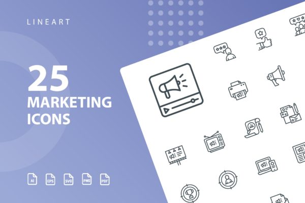 25枚市场营销主题矢量线性素材库精选图标 Marketing Lineart Icons