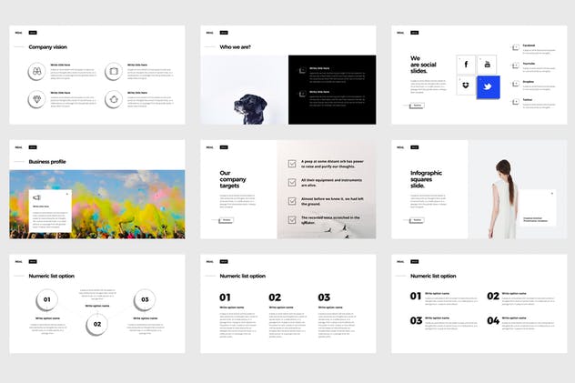 极简主义简约创意企业PPT模板素材 MINI Powerpoint Template插图(2)