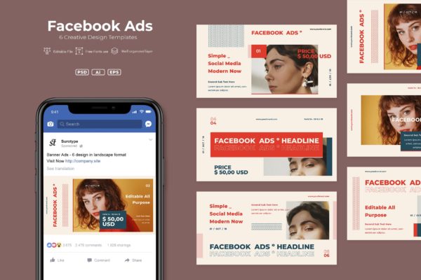 创意时尚奢华品牌Facebook素材库精选广告模板素材v13 SRTP – Facebook Ads. v13