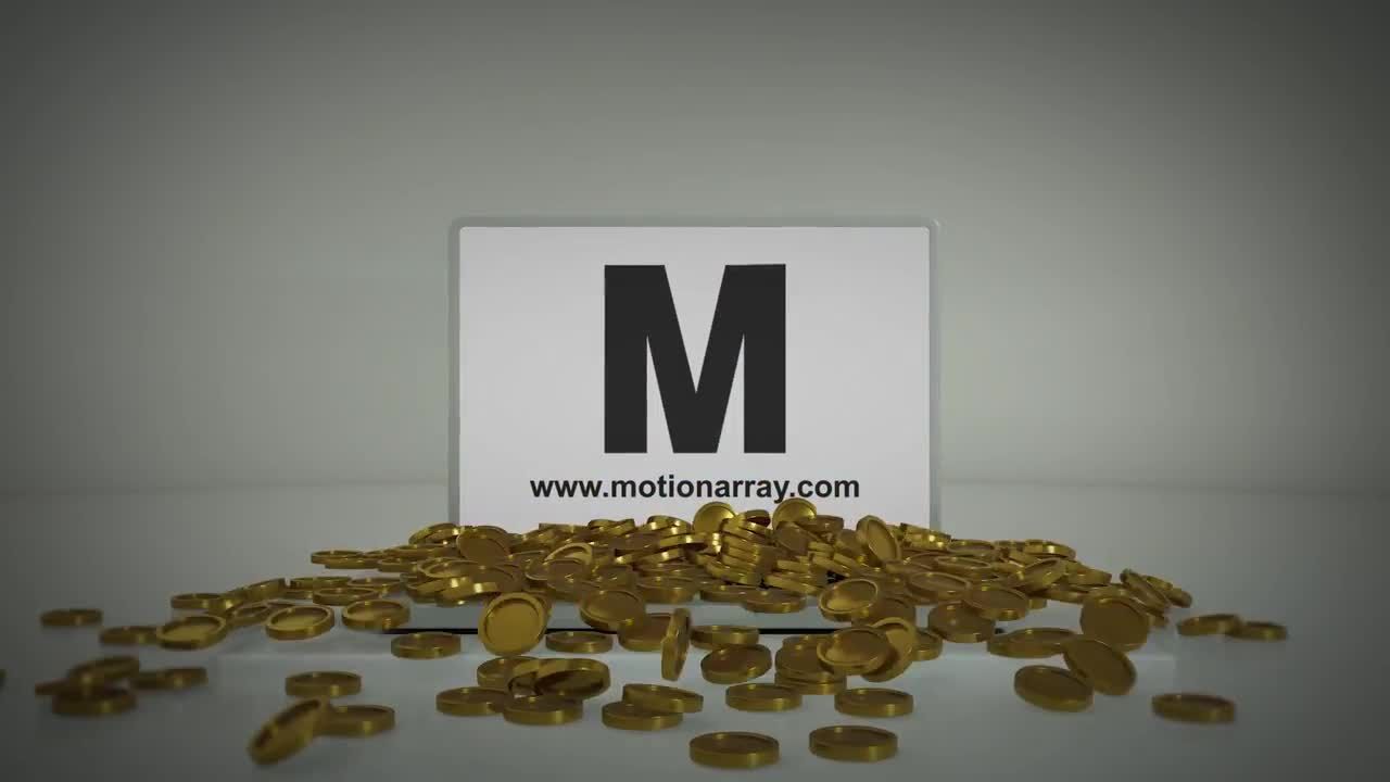 3D金币徽标开启器素材库精选AE模板