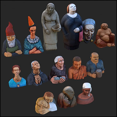 14款人物雕塑素材之家精选3D模型