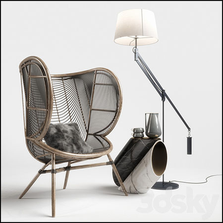 Greige Design Olaf 椅子和落地灯等套装素材之家精选3D模型