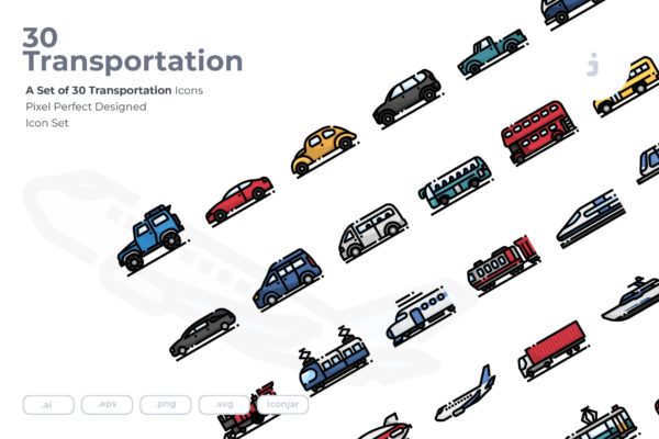 30枚现代交通工具矢量素材库精选图标 30 Transportation Icons