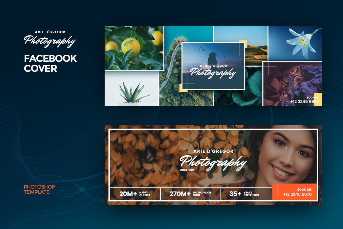 摄影师Facebook主页封面设计模板素材库精选 Photography Facebook Cover Template插图