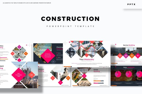 建筑设计/建筑公司适用的PPT幻灯片模板 Contruction – Powerpoint Template