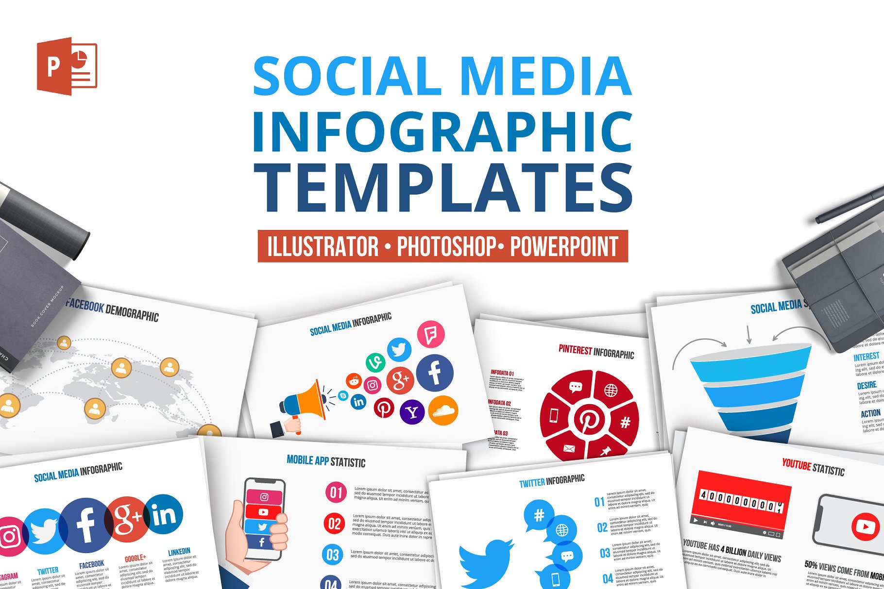 社交媒体信息图表模板素材库精选 Social media infographics插图