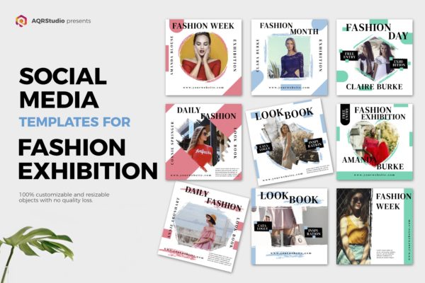 时尚品牌社交媒体推广设计模板素材库精选素材 Fashion Exhibition Media Banners