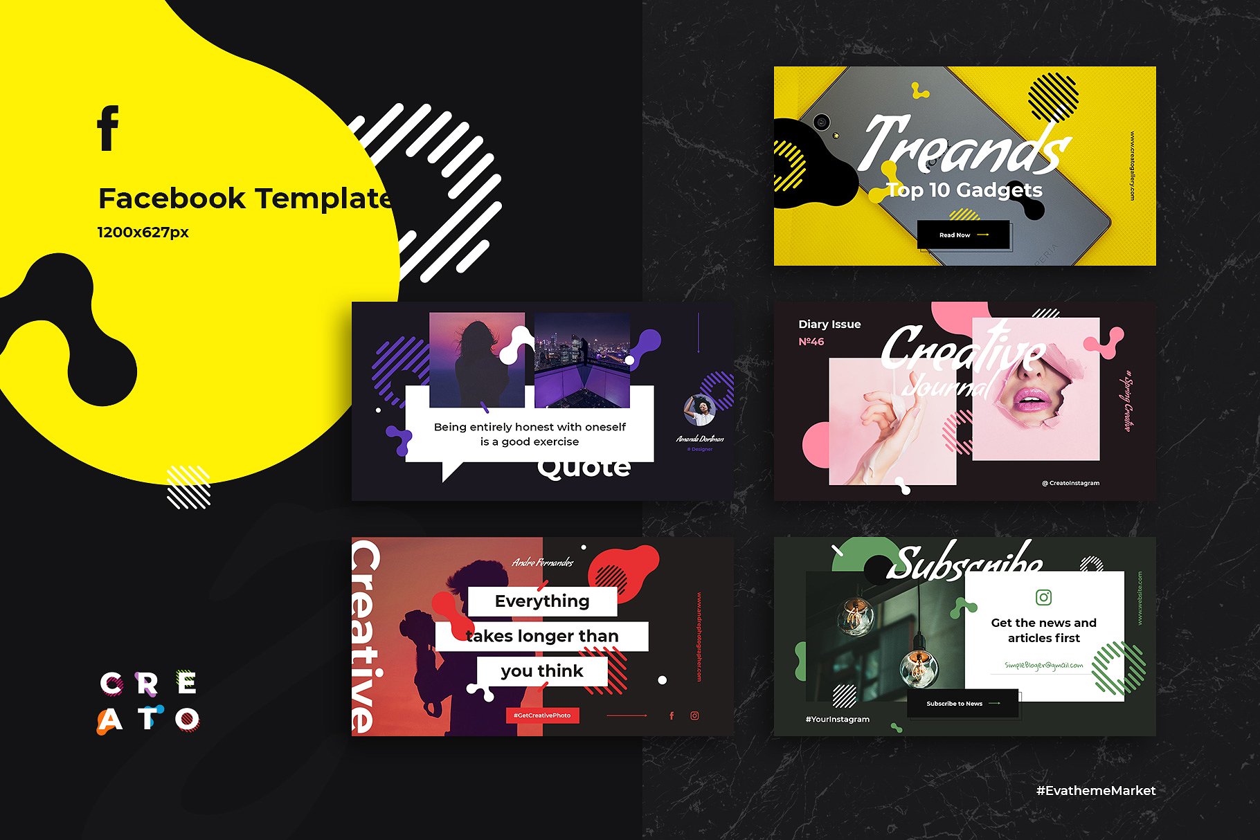色彩丰富的创意社交媒体故事贴图模板素材库精选 Creato Social Media Templates插图(8)