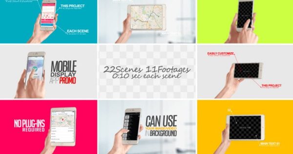 手机APP应用程序演示视频素材库精选AE模板 Mobile Display For App Promo