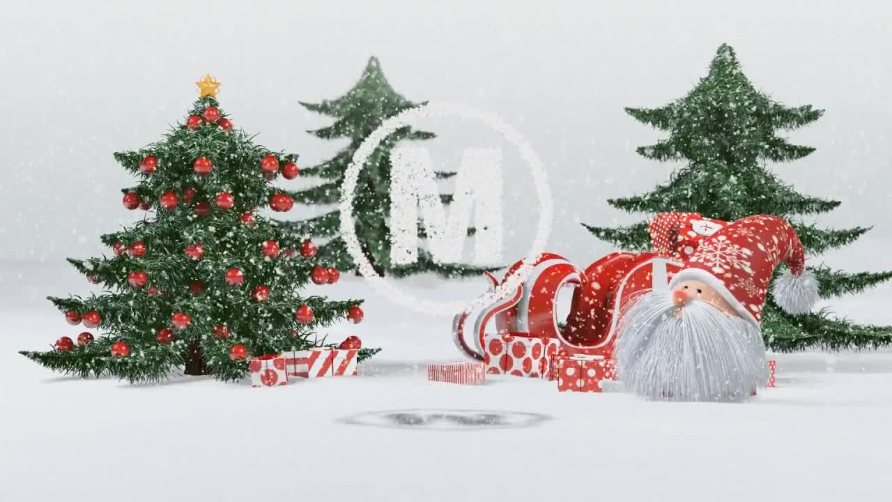 可爱圣诞老人撒雪logo动画特效素材库精选AE模板