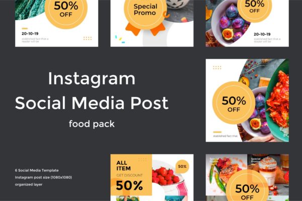 Instagram社交媒体信息流促销广告设计模板素材库精选 Instagram Social Media post 1.1
