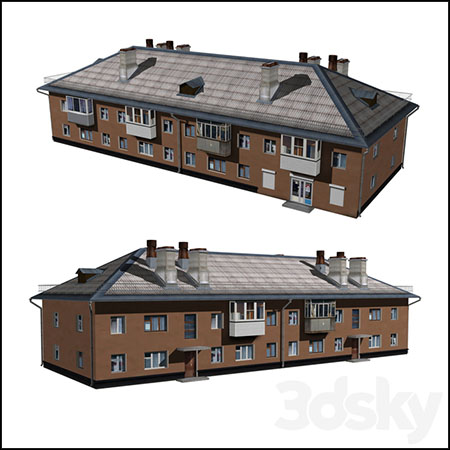 2层欧式联排别墅建筑素材之家精选3D模型