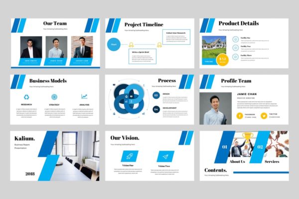 商务合作企业宣传幻灯片模板素材 Kalium Corporate Powerpoint Presentation
