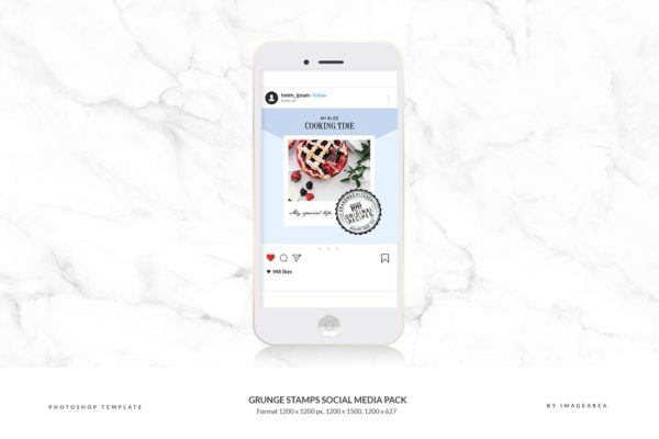 社交媒体、博客插图设计素材包 Grunge stamps Social Media Pack