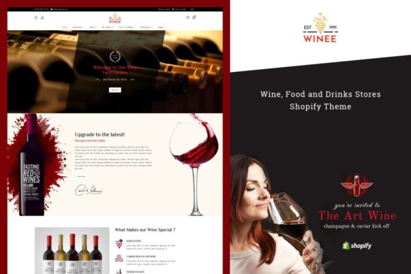 洋酒/葡萄酒网上商城Shopify主题模板素材库精选 Winee – Wine, Winery Shopify Theme