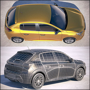 标志汽车Peugeot 208 basic 2020 VRAY 素材之家精选3D模型