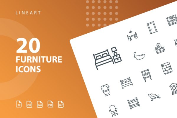 20枚家具主题矢量线性素材库精选图标v1 Furniture Lineart Part 1