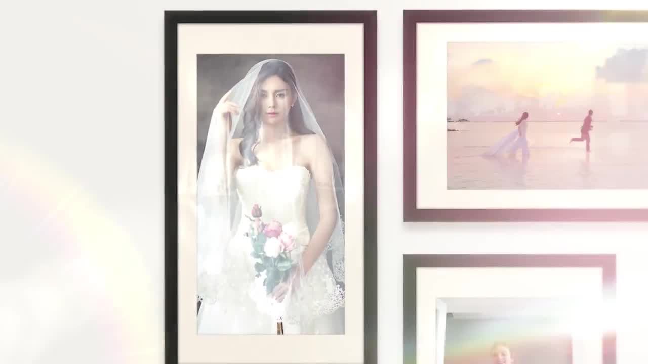 唯美的婚礼照片幻灯片展示Pr模板