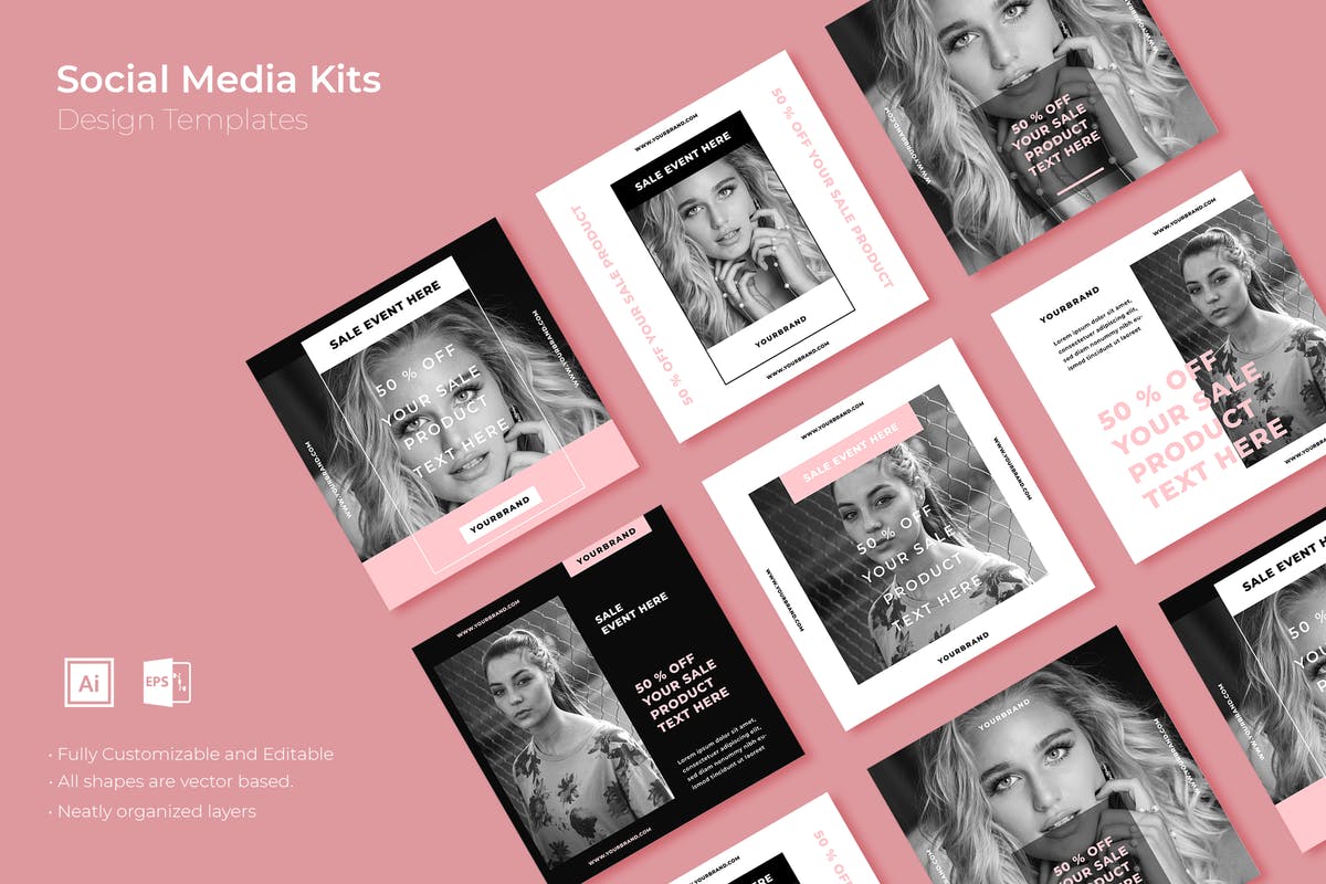 社交媒体新媒体品牌故事促销广告设计模板素材库精选V35 SRTP – Social Media Kit.35插图