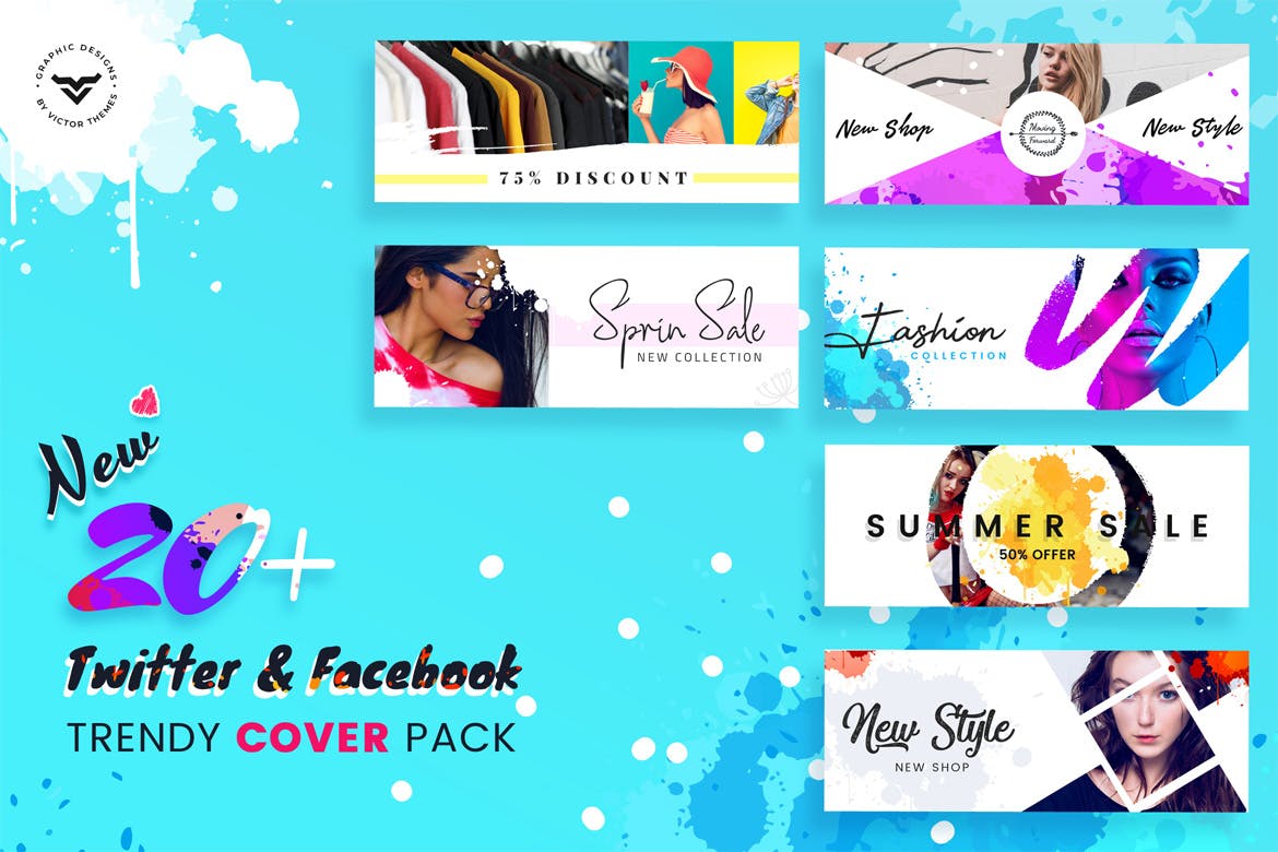 20+Facebook和Twitter社交媒体封面图设计模板素材库精选 Facebook & Twitter Cover Social Media Templates插图(1)