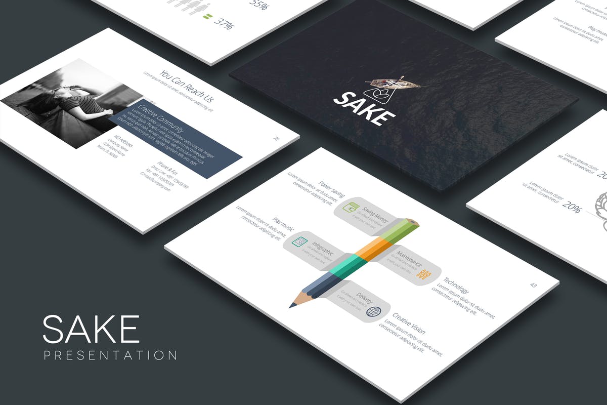 多用途商业策划演示PPT幻灯片模板 SAKE Powerpoint Template插图