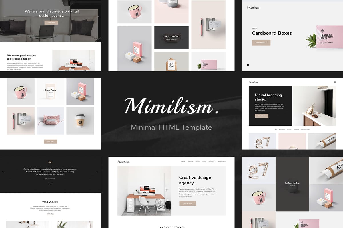 创意作品展示极简主义风格HTML模板素材库精选 Mimilism — Clean & Minimal Portfolio HTML Template插图
