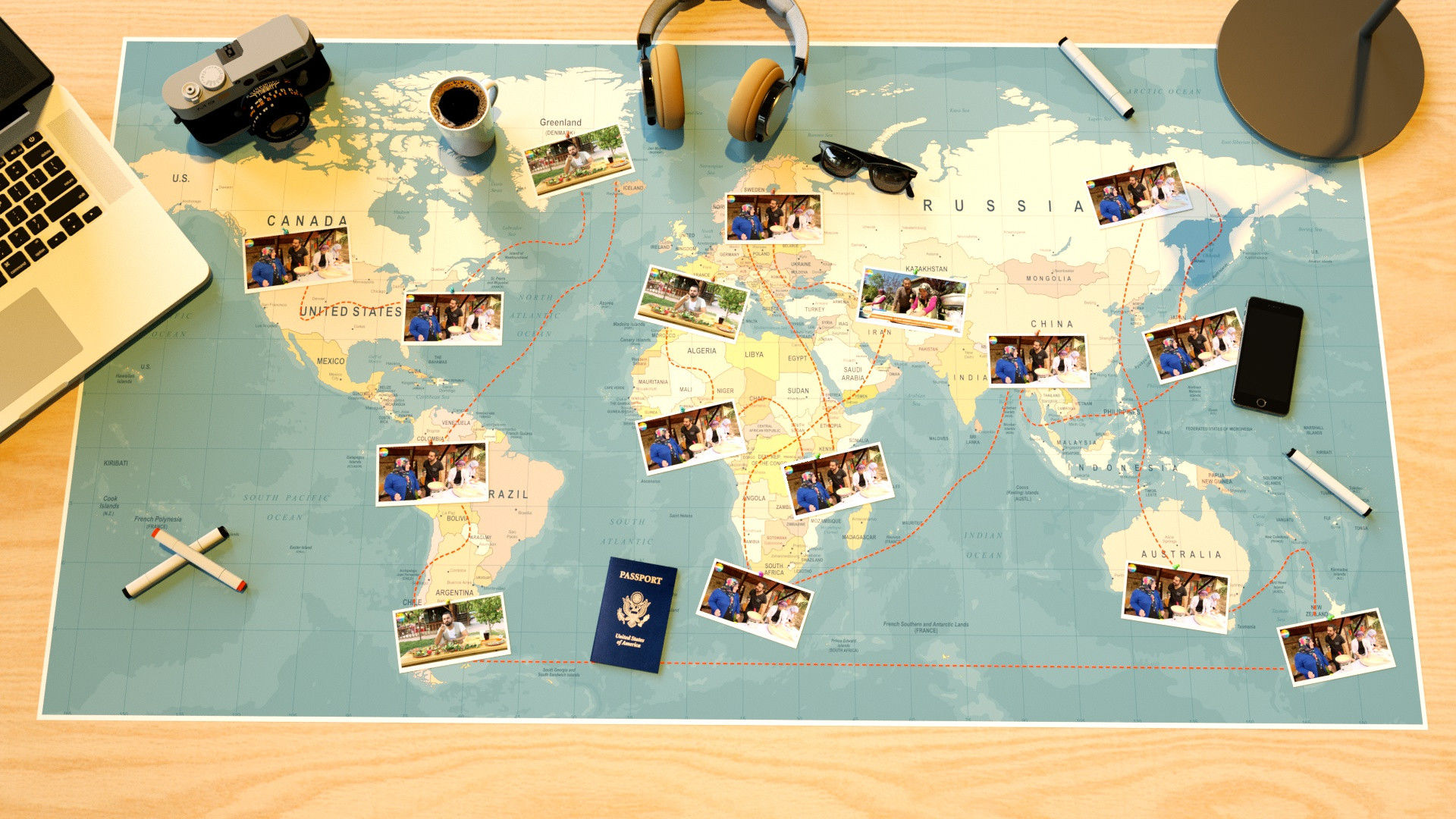 Travel Map Slideshow16个平滑动态的旅行照片展示素材库精选AE模板