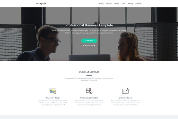 响应式企业网站建站Bootstrap模板素材库精选 Lugada – Responsive Landing Template