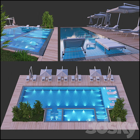 游泳池和日光浴浴床等素材之家精选3D模型