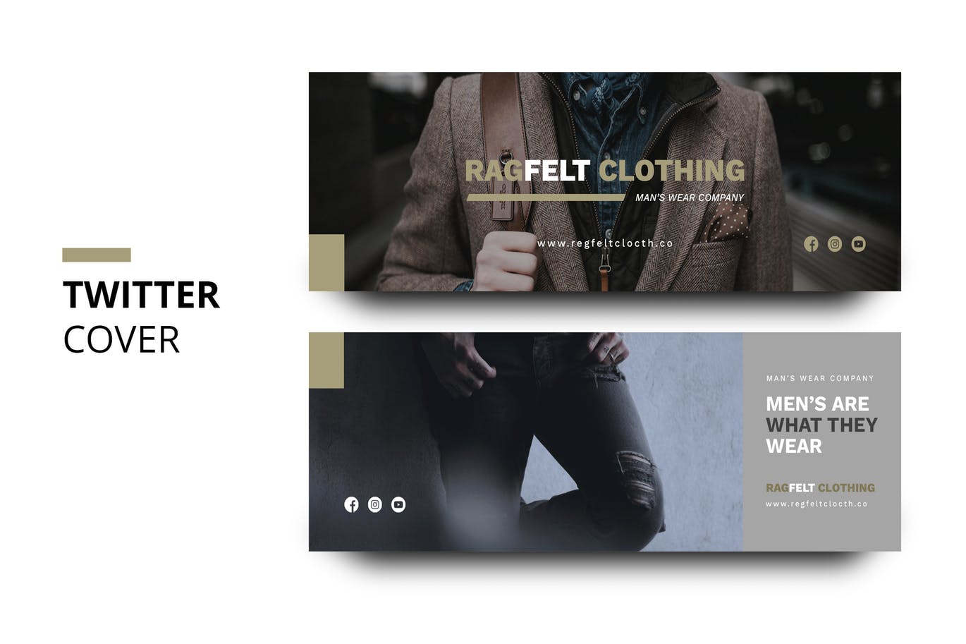 男性时尚主题Twitter社交主页封面设计模板素材库精选 Ragfelt Man Fashion Twitter Cover插图