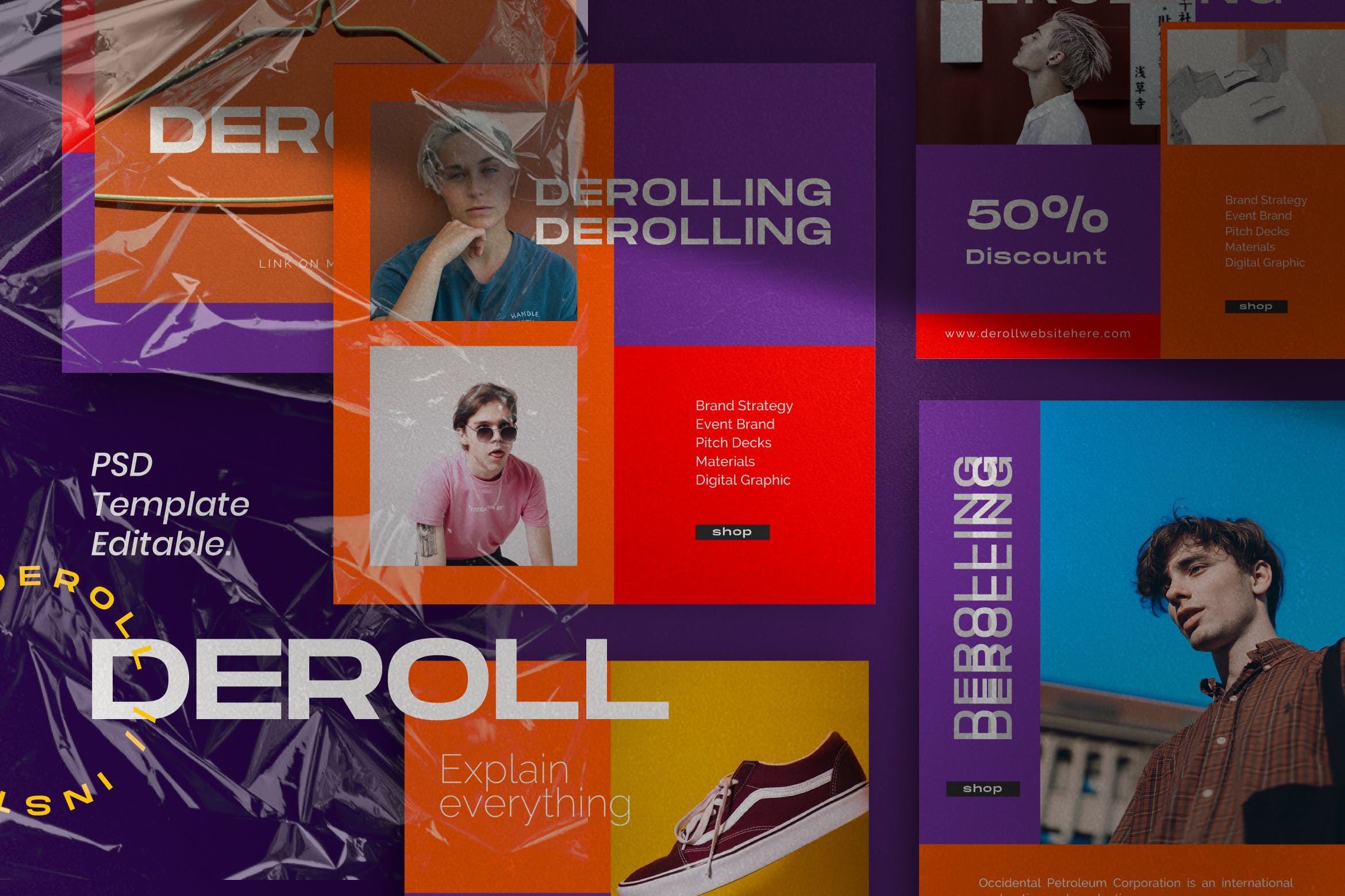 色彩主页Instagram贴图&品牌故事设计素材包v1 DEROLL PACK 1- Instagram Template + Strories插图